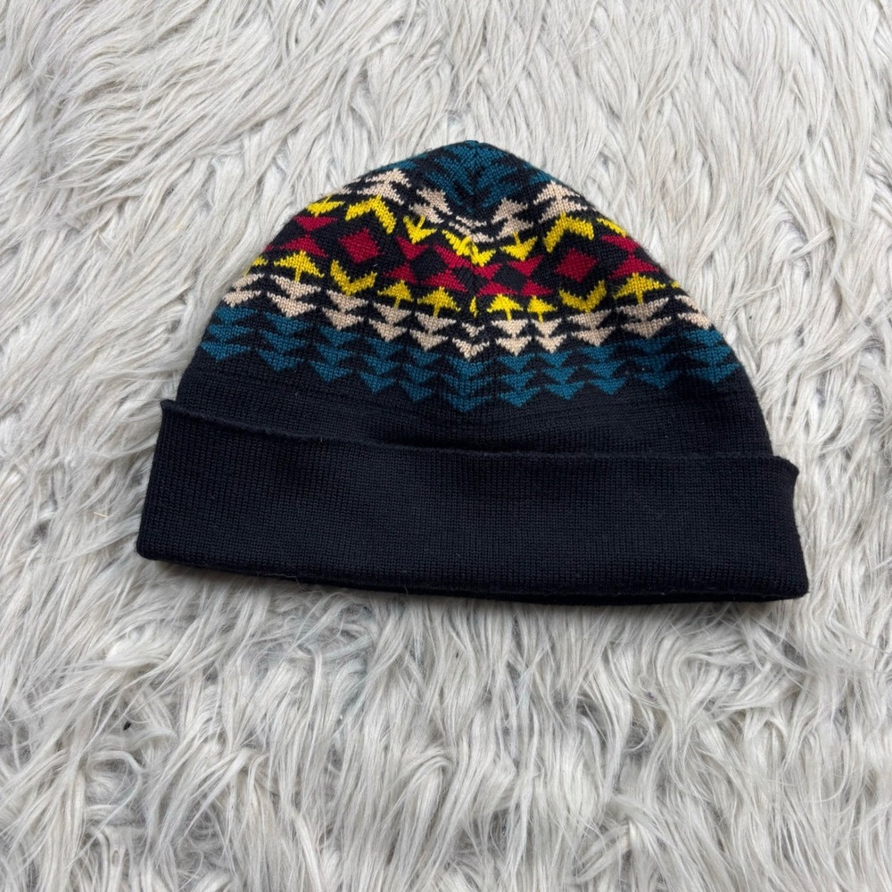 Pendleton Unisex OS Navy Multi Geometric Merino Beanie Portland Collection